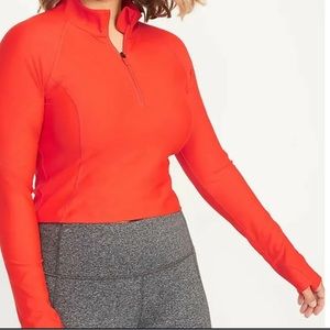 Old Navy Cropped Quarter Zip Pullover in Red